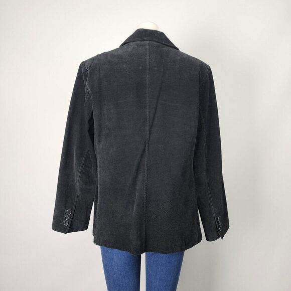 Lady Hathaway Black Suede Button Up Jacket Size L/XL - Picture 7 of 10